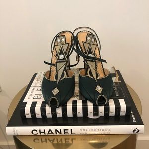 Embellished satin sandals